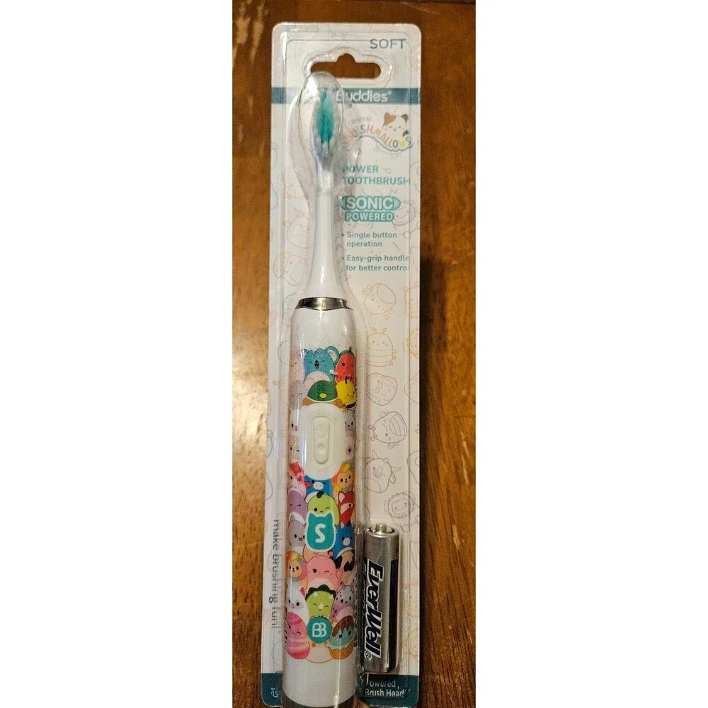 New Battery Operated Sonic Toothbrush Kids Squishmallow Soft Brush Buddies